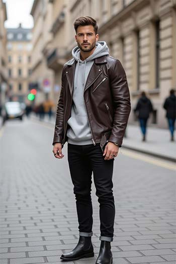 ست هودی و کت چرم